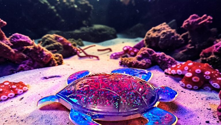 tortue couleur galaxie dans aquarium-Photoroom